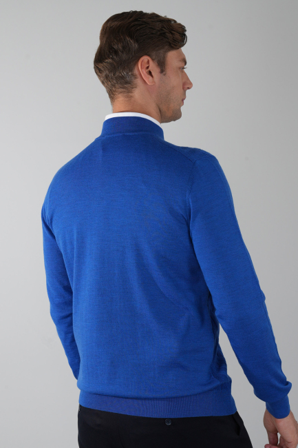 Sax Yarım Balıkçı Ön Jakar Yün Erkek Triko - 2