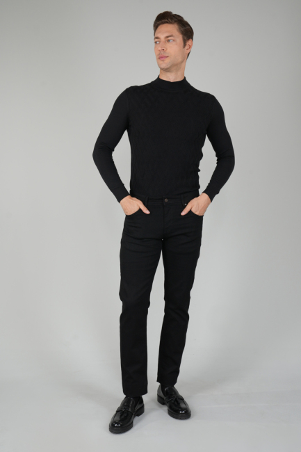 Siyah Denim Pamuklu 5 Cepli Erkek Pantolon - 5