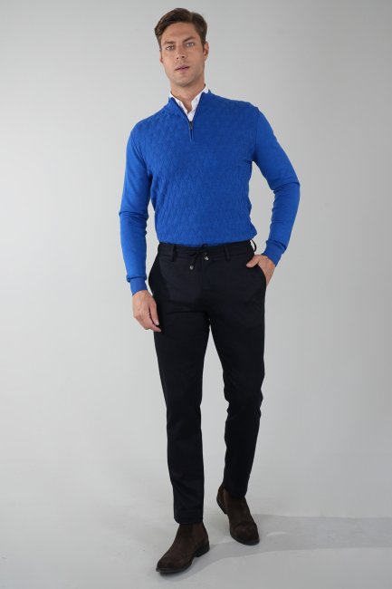 Siyah Doğal Pamuk Lastikli Jagger Pantolon - 5