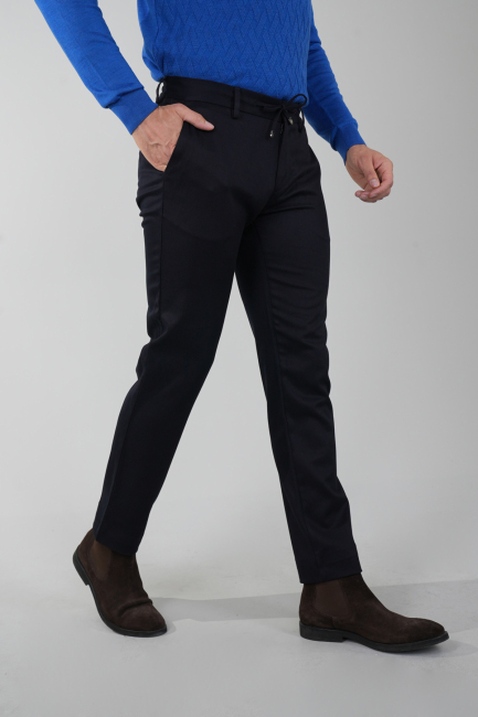 Siyah Doğal Pamuk Lastikli Jagger Pantolon - 1