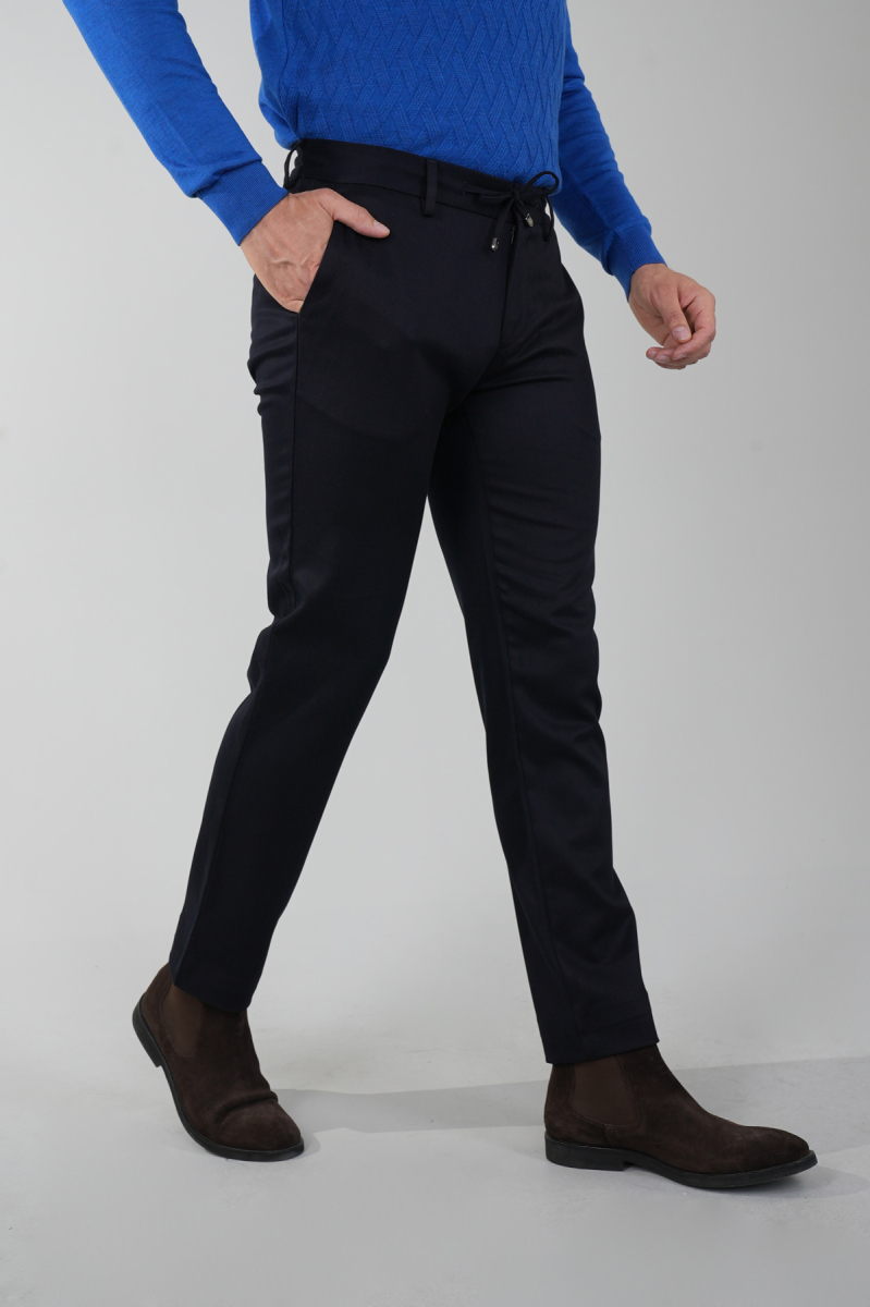 Siyah Doğal Pamuk Lastikli Jagger Pantolon