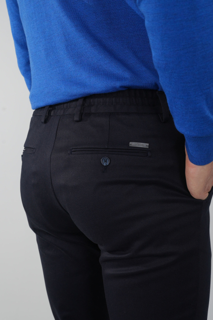 Siyah Doğal Pamuk Lastikli Jagger Pantolon - 3