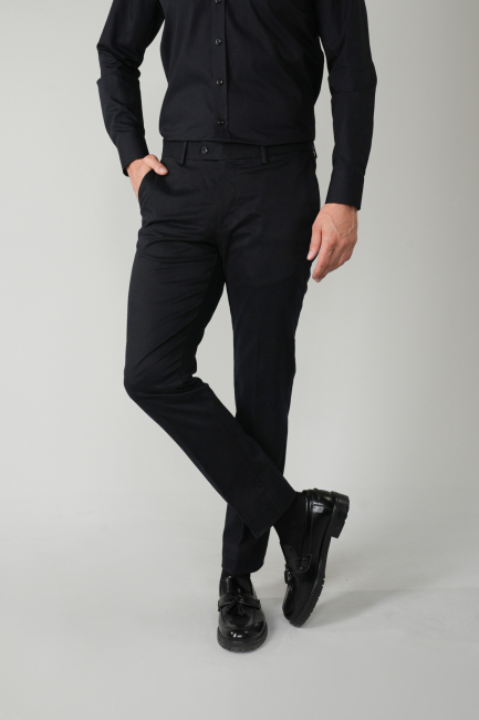 PNS 24101 - 4 Pocket Plain Satin Sports Trousers BLACK