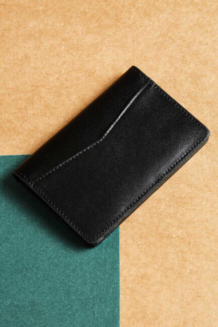 Siyah Düz Analin Deri Erkek Kartvizit