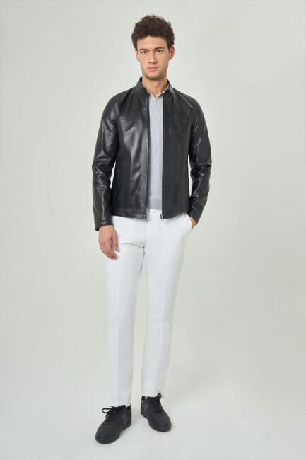 Siyah Erkek Deri Mont - 4