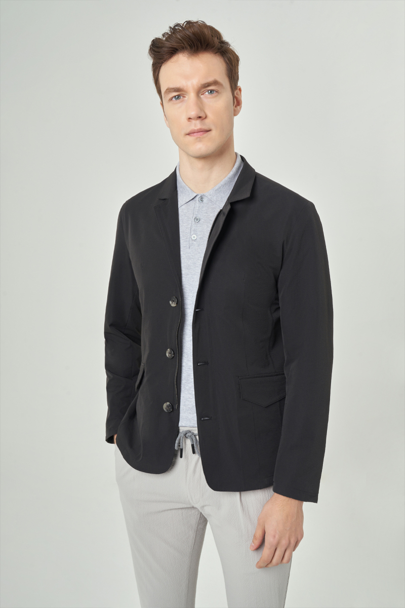 Siyah Erkek Düğmeli Ceket Mont