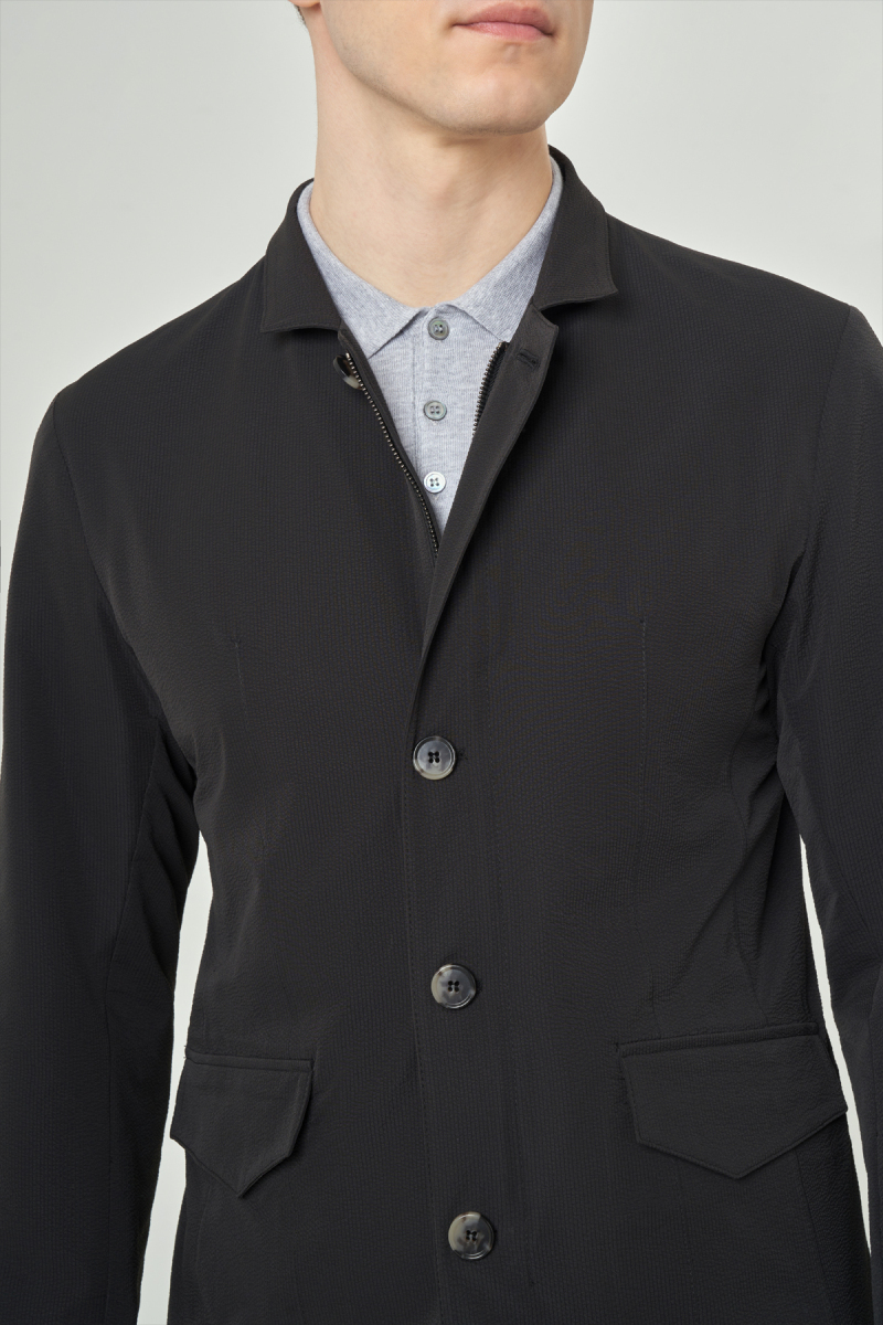 Siyah Erkek Düğmeli Ceket Mont - 3