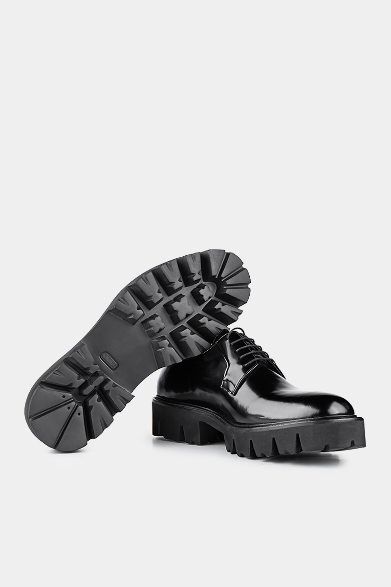 Siyah Kalın Taban Rugan Ayakkabı - 3