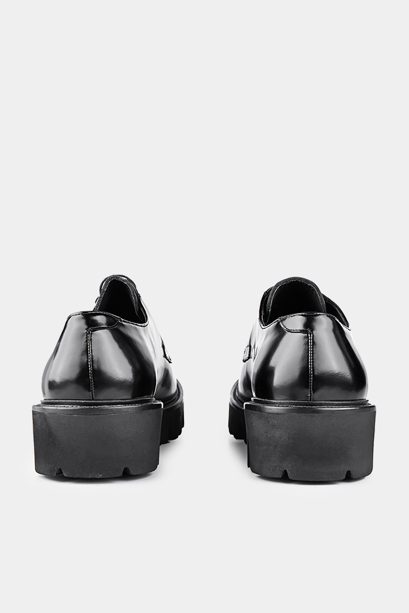 Siyah Kalın Taban Rugan Ayakkabı - 4