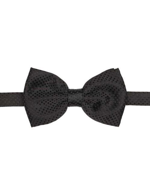 Siyah Kendinden Desenli Erkek Smokin Papyon