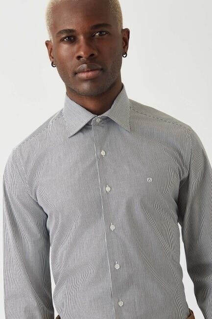 Siyah Klasik Regular Fit Uzun Kollu Erkek Gömlek - 3