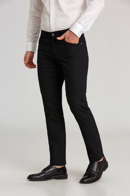 Siyah Pamuk 5 Cep Spor Erkek Pantolon 