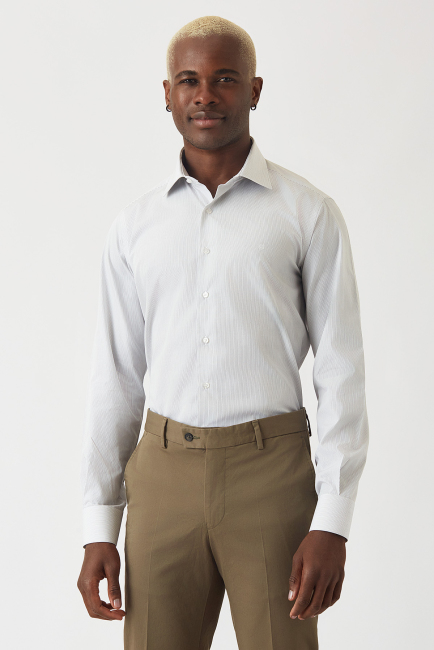 Siyah Pamuk Klasik Regular Fit Erkek Gömlek - 4