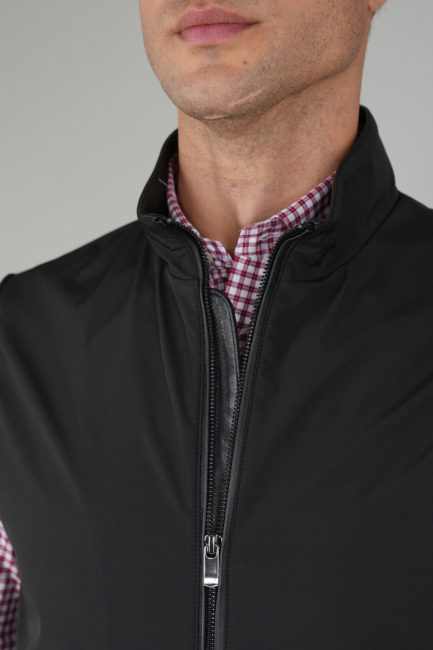 Siyah Polo Yaka Cepli Kışlık Erkek Yelek - 3