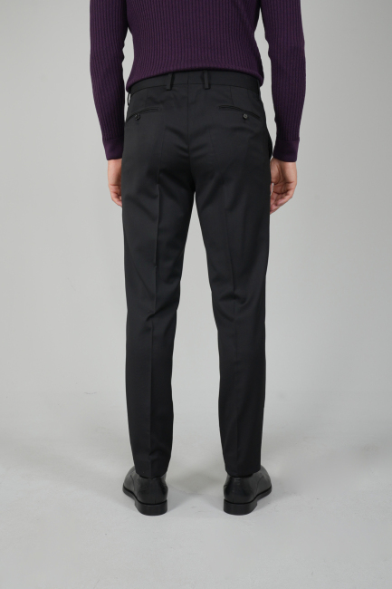 Siyah Yün Dokuma Erkek Klasik Pantolon - 2