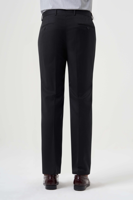 Siyah Yün Dokuma Klasik Erkek Pantolon (1)