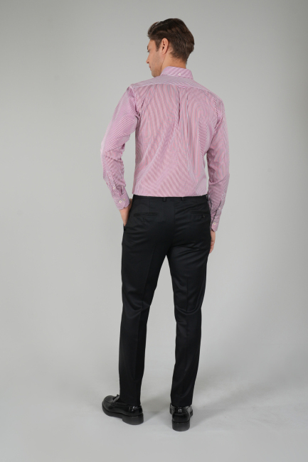 Siyah Yün Flanel Regular Fit Klasik Erkek Pantolon - 2