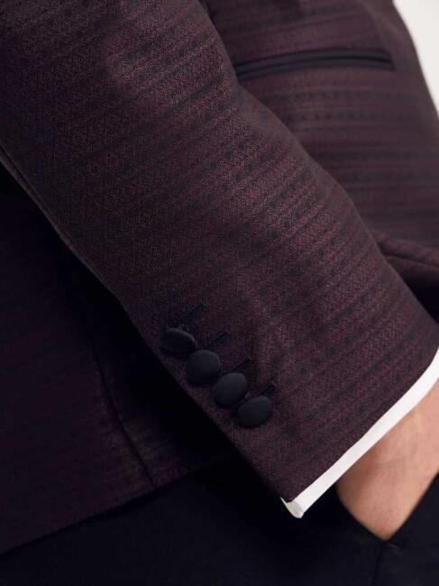 Slim Fit Bordo Erkek Smokin Takım - 5