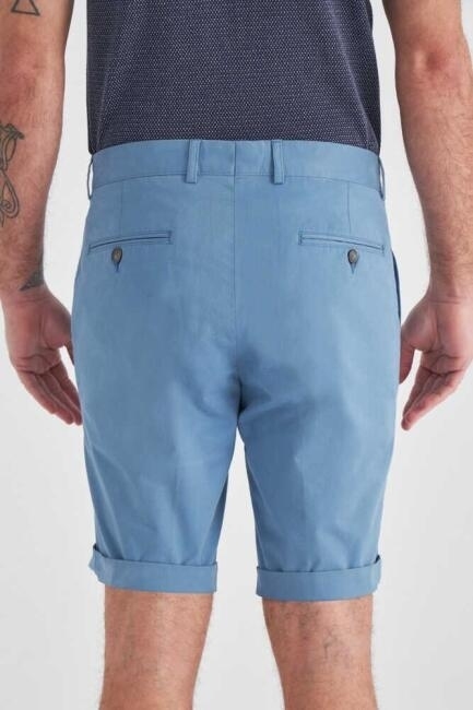 Slim Fit İndigo Bermuda Erkek Şort (1)