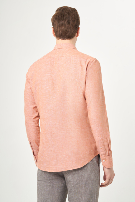 Slim Fit Kiremit Renk Spor Erkek Gömlek (1)