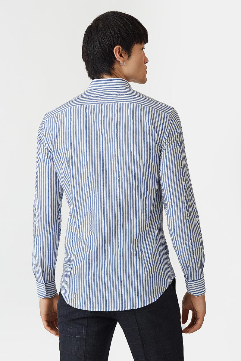 Slim Fit Lacivert Basic Spor Erkek Gömlek (1)