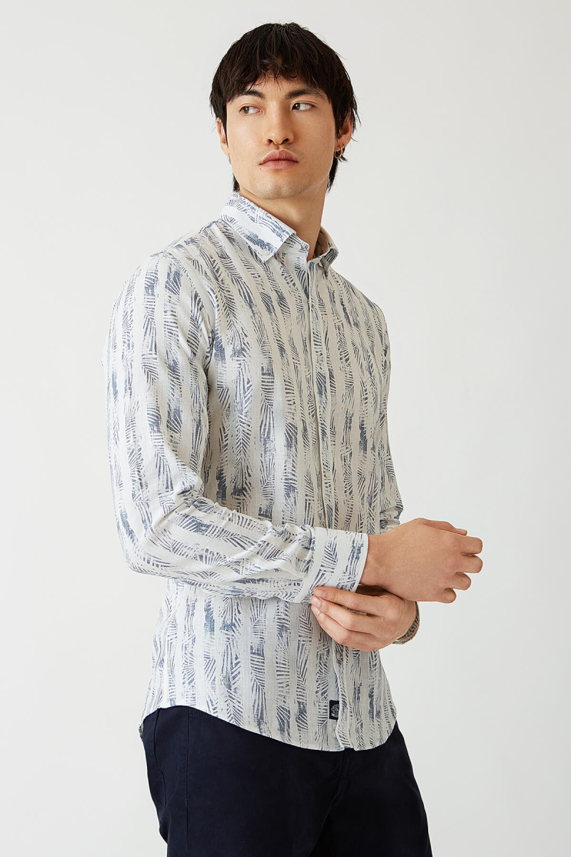 Slim Fit Lacivert Paşa Yaka Spor Erkek Gömlek - 4