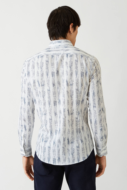 Slim Fit Lacivert Paşa Yaka Spor Erkek Gömlek - 2