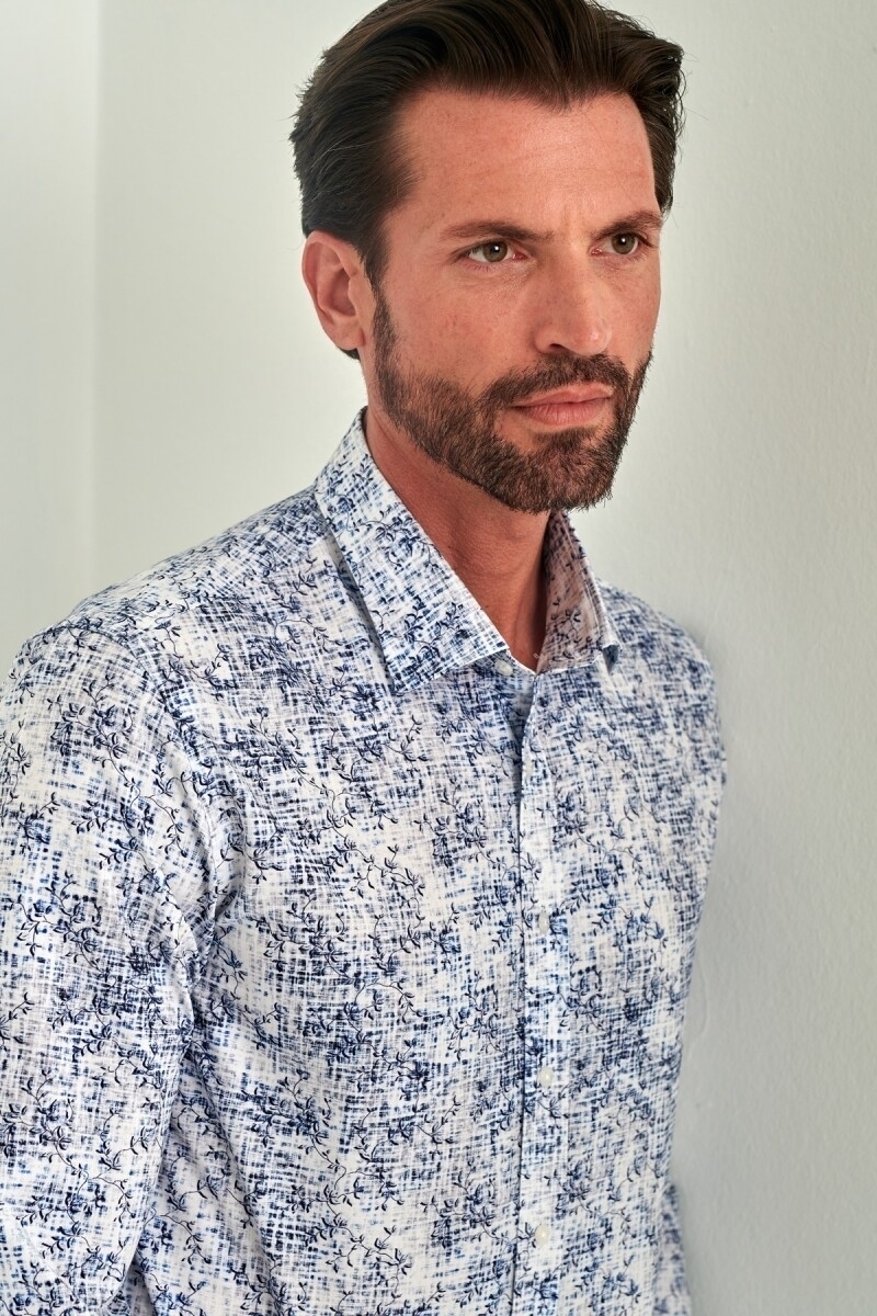 Slim Fit Mavi Spor Erkek Gömlek - 3