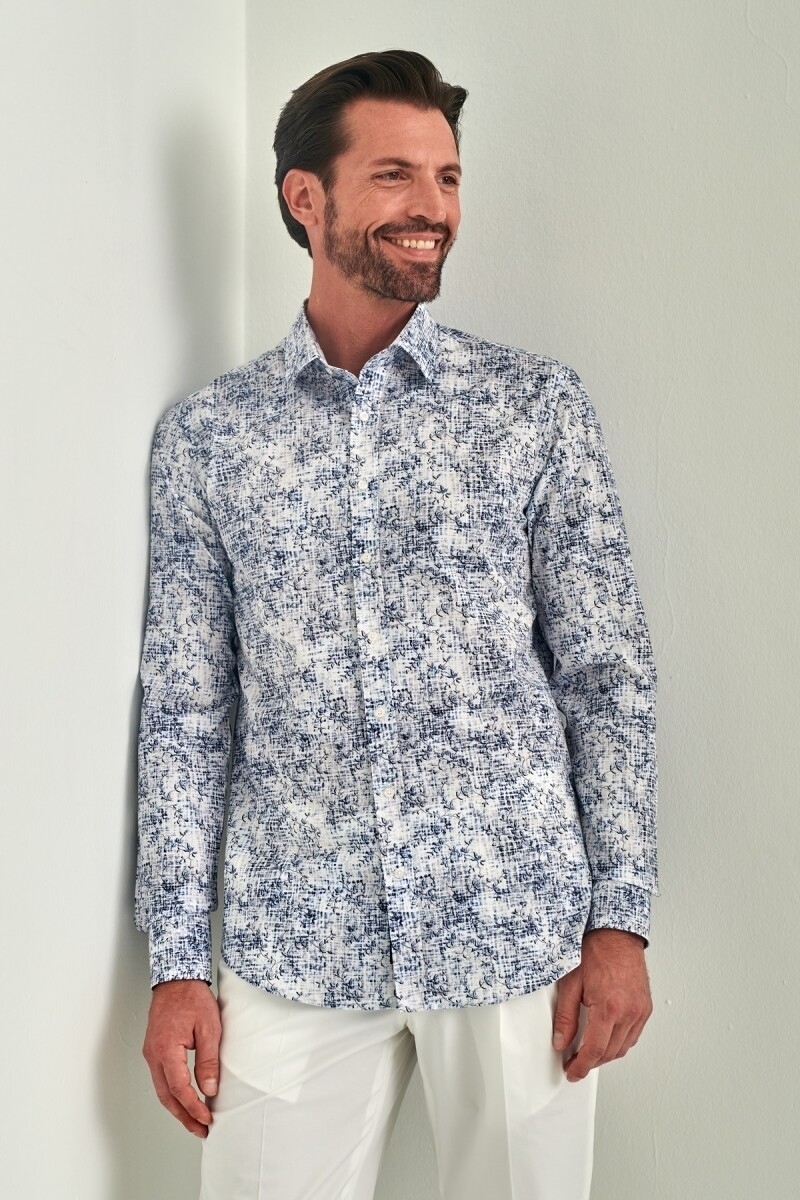 Slim Fit Mavi Spor Erkek Gömlek