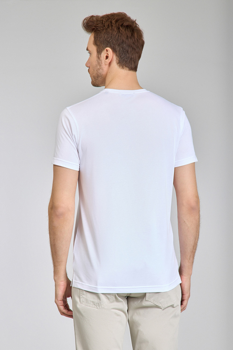 Supima Gömlek Yaka Cool Touch Beyaz Erkek T-Shirt - 6