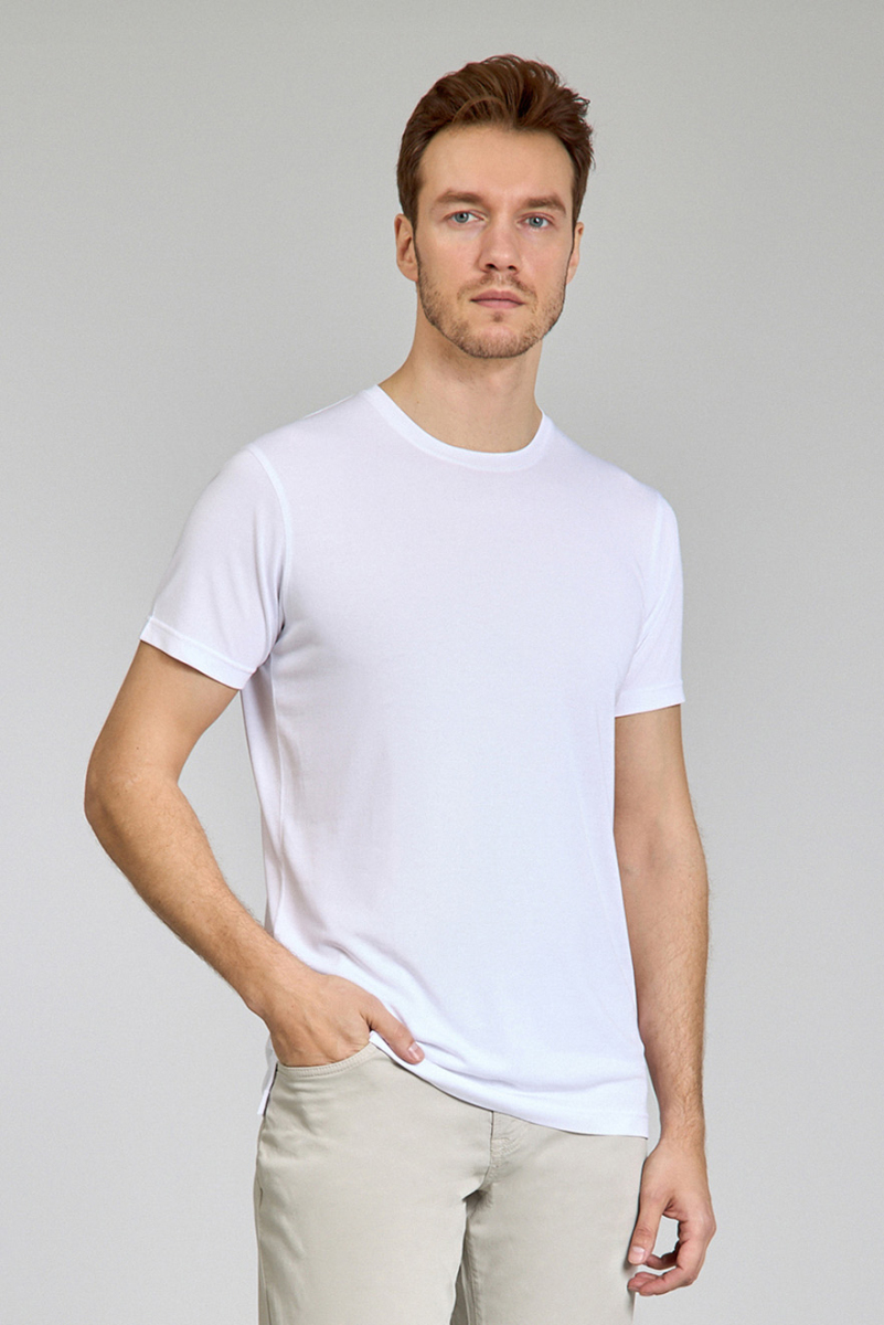 Supima Gömlek Yaka Cool Touch Beyaz Erkek T-Shirt - 4