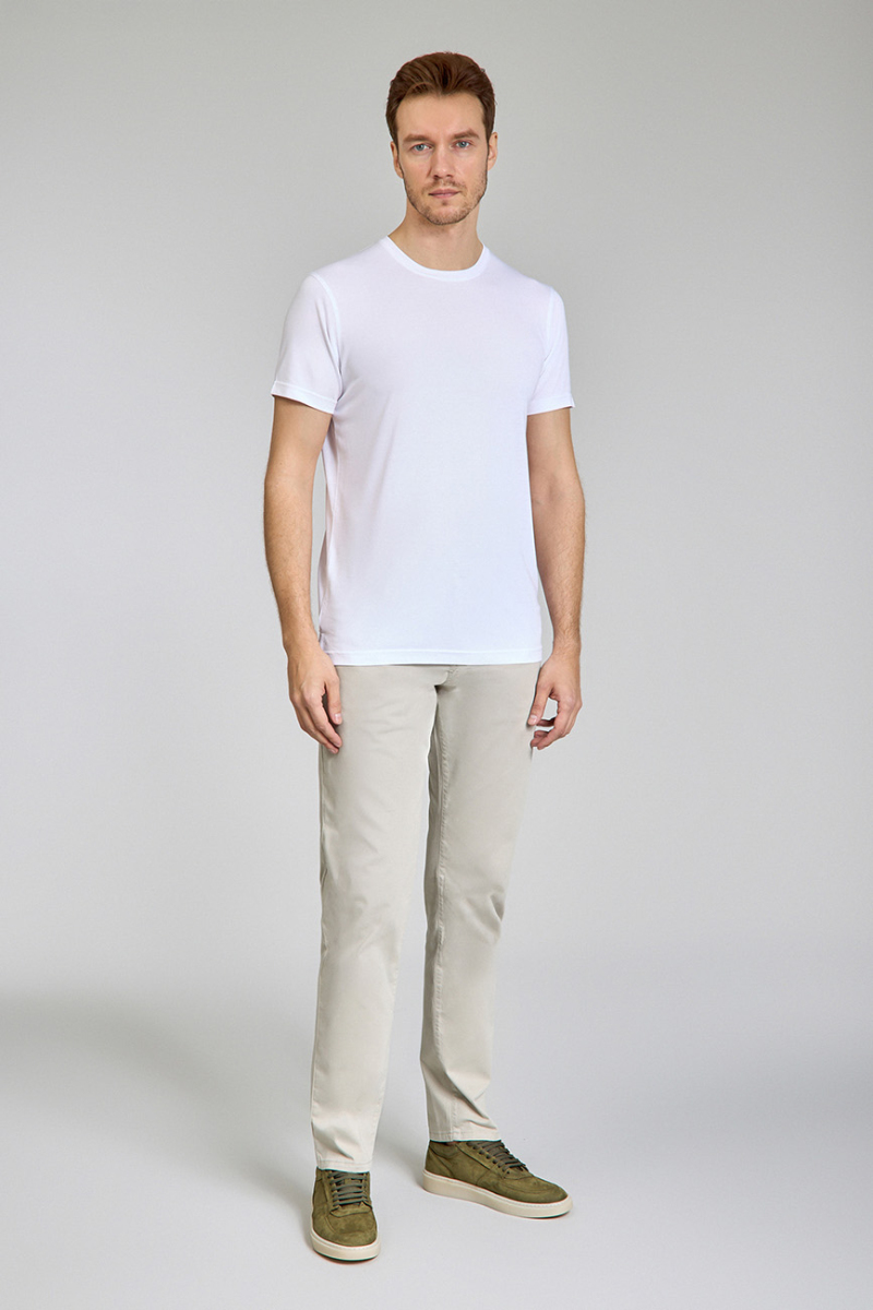 Supima Gömlek Yaka Cool Touch Beyaz Erkek T-Shirt - 5