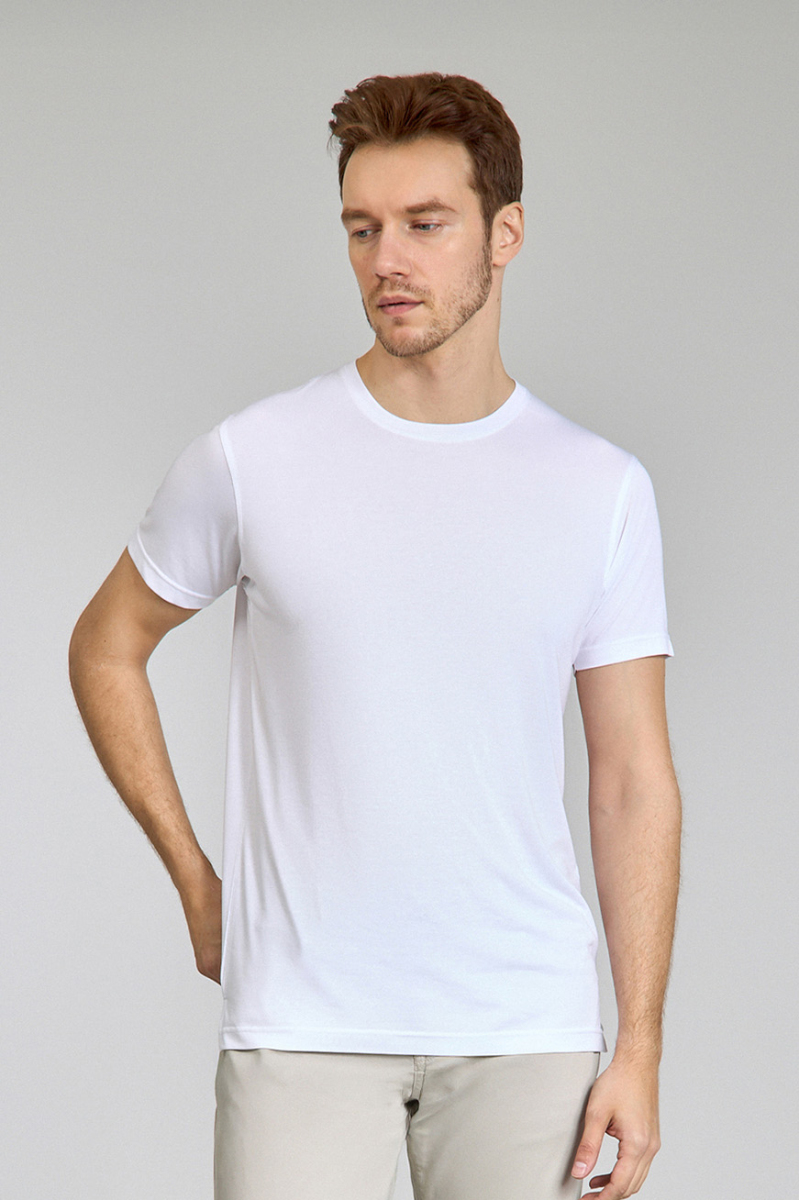 Supima Gömlek Yaka Cool Touch Beyaz Erkek T-Shirt - 2