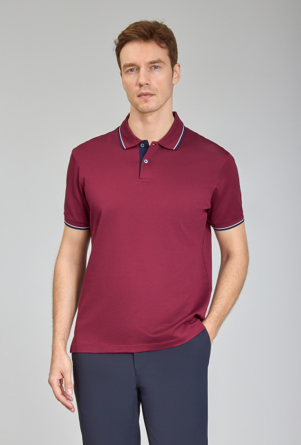 Supima Gömlek Yaka Cool Touch Bordo Erkek T-Shirt (1)