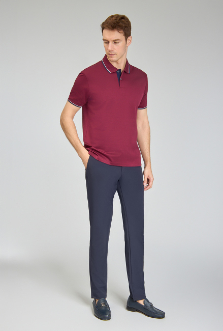 Supima Gömlek Yaka Cool Touch Bordo Erkek T-Shirt - 4