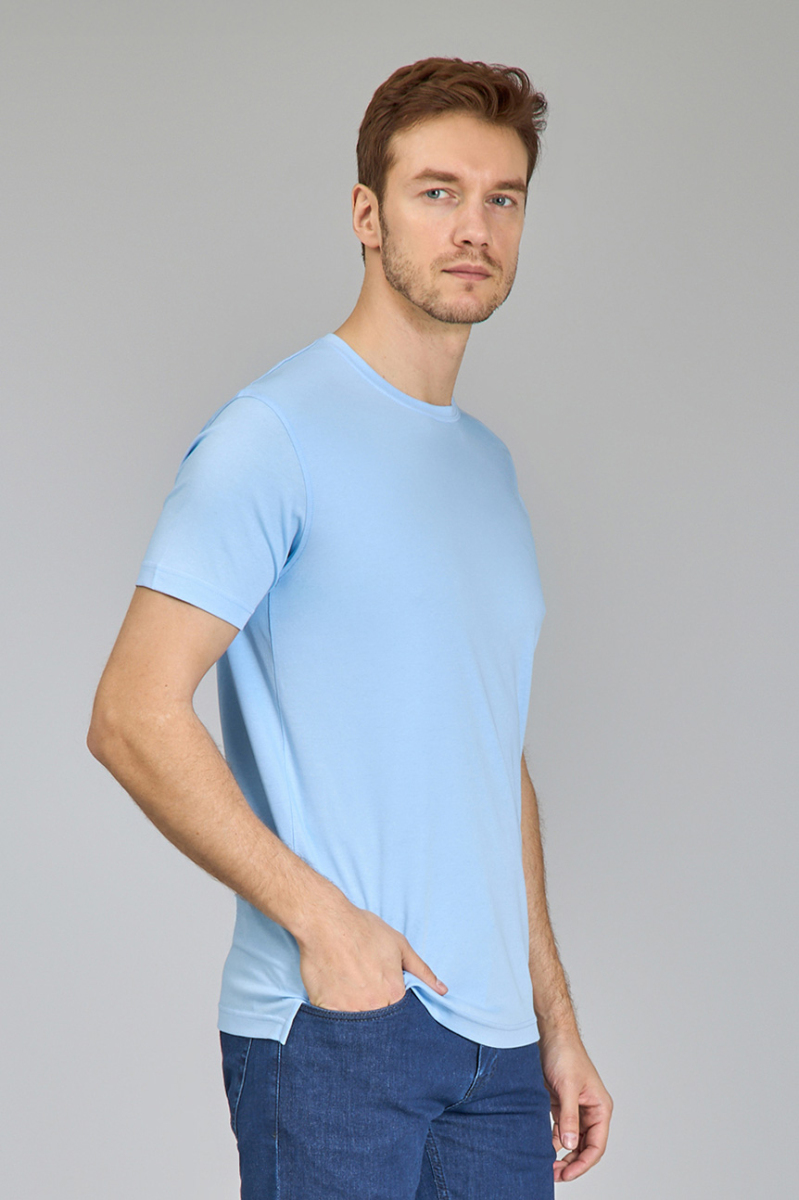 Supima Gömlek Yaka Cool Touch Erkek T-Shirt Açık Mavi - 4