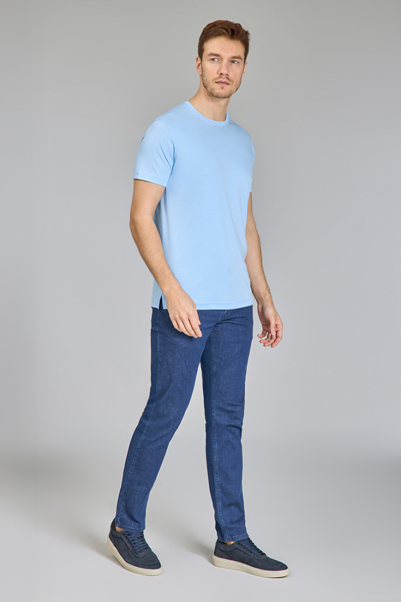 Supima Gömlek Yaka Cool Touch Erkek T-Shirt Açık Mavi - 2