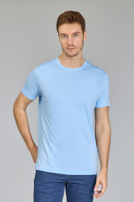 Supima Gömlek Yaka Cool Touch Erkek T-Shirt Açık Mavi - 5