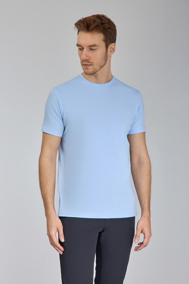 Supima Gömlek Yaka Cool Touch Erkek T-Shirt Mavi - 1