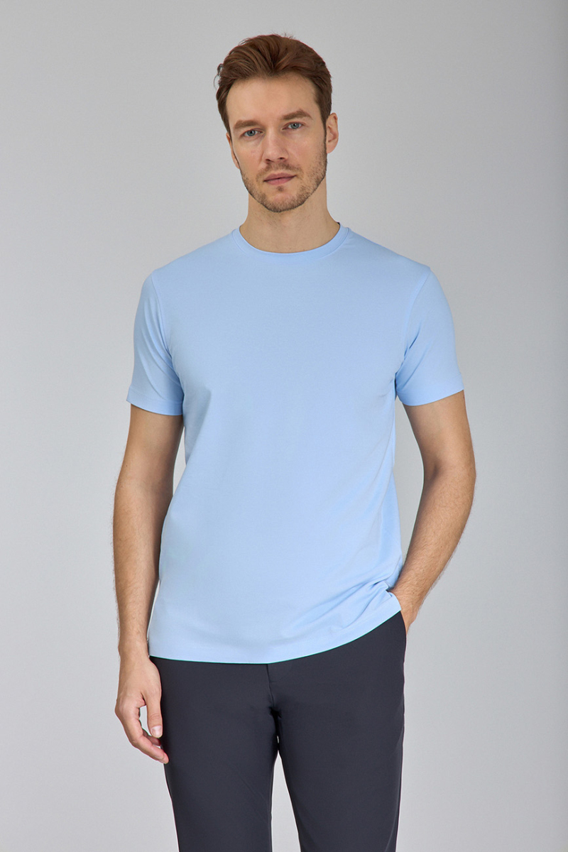 Supima Gömlek Yaka Cool Touch Erkek T-Shirt Mavi - 4