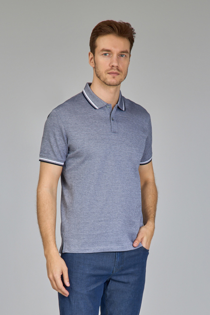 Supima Gömlek Yaka Cool Touch Lacivert Erkek T-Shirt - 5