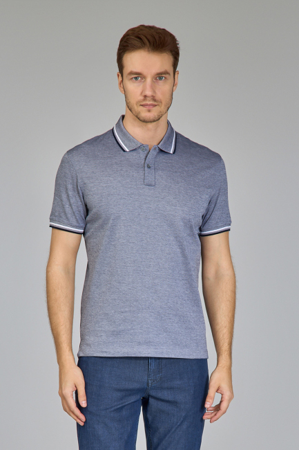 Supima Gömlek Yaka Cool Touch Lacivert Erkek T-Shirt - 6