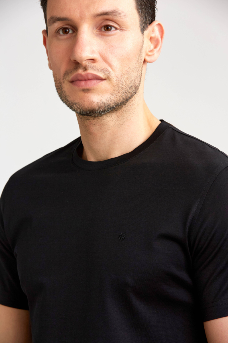 Süprem Pamuk O yaka Siyah Erkek T-Shirt - 3