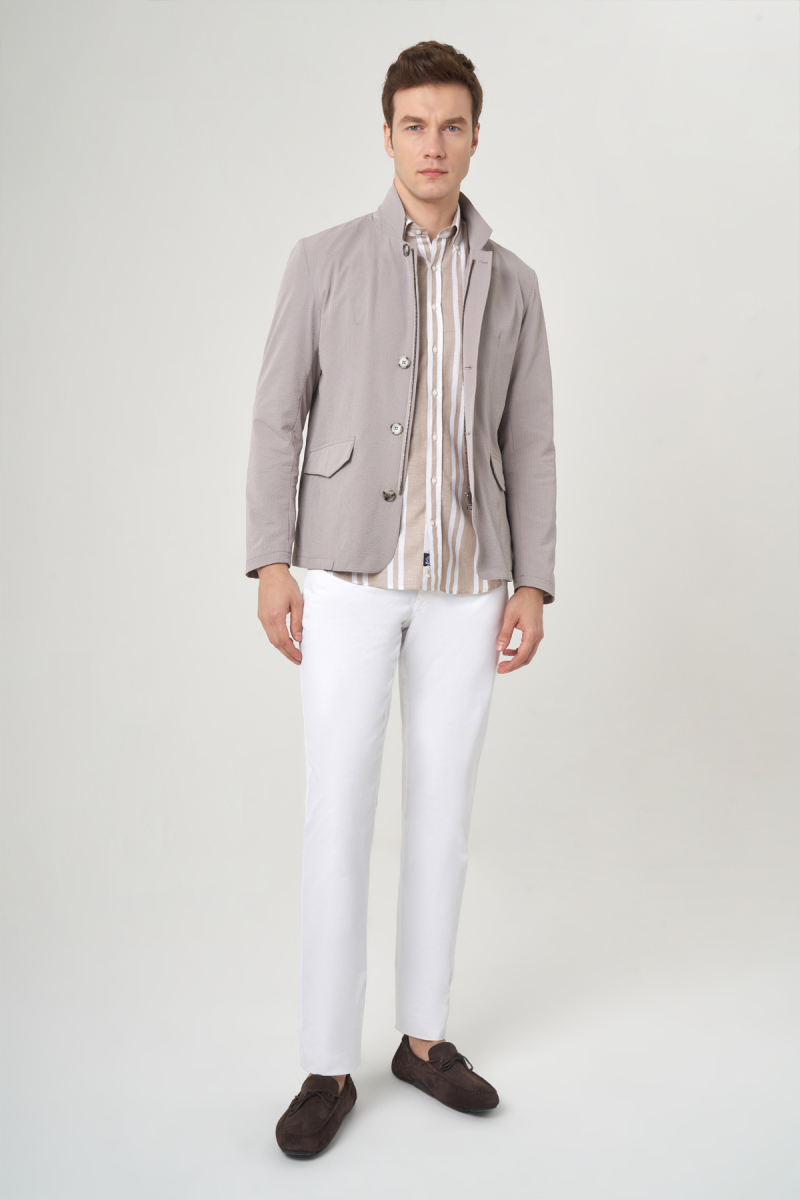 Taş Erkek Düğmeli Ceket Mont - 5