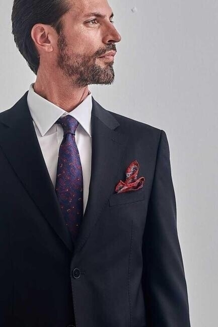 Bisse Men’s Classic Fit 4 Drop Double-Slit Suit BLACK. 6