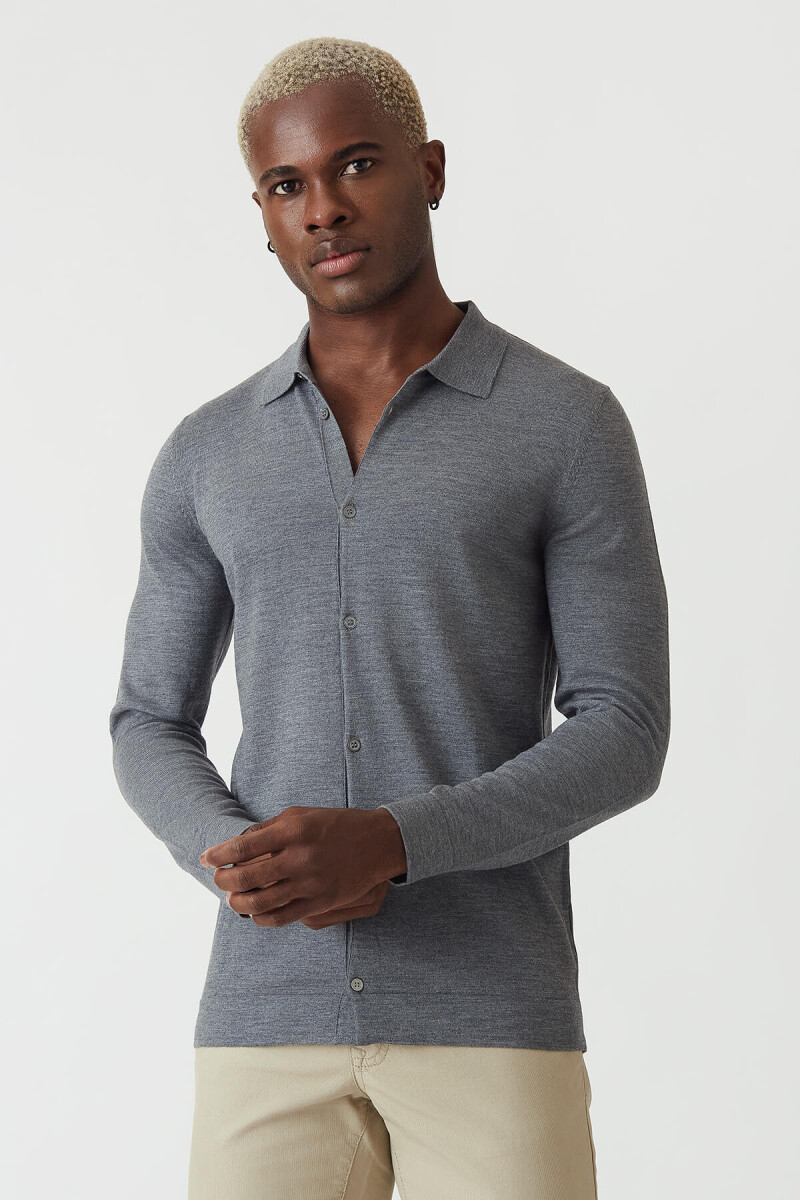 Triko Gri Basic Erkek Gömlek