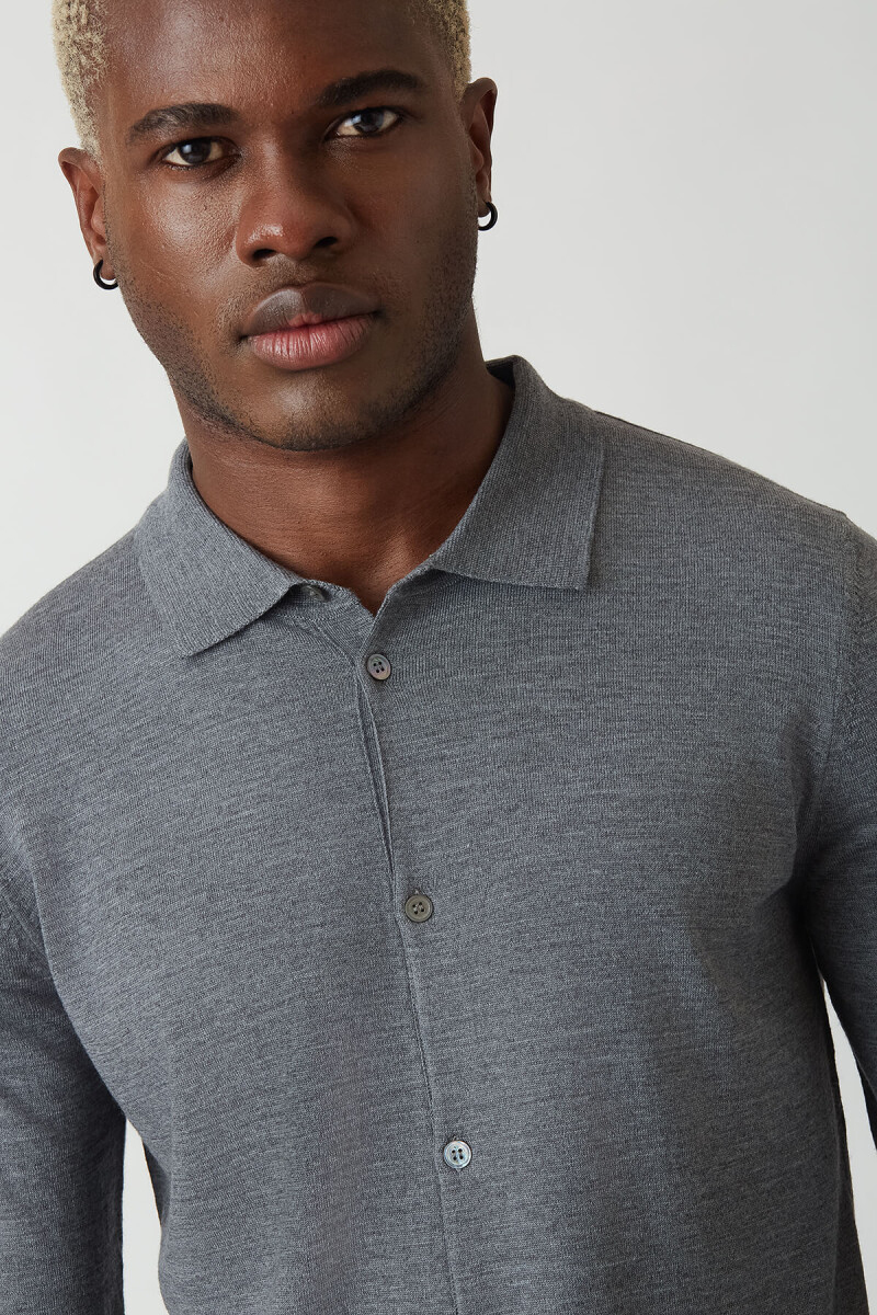 Triko Gri Basic Erkek Gömlek - 3