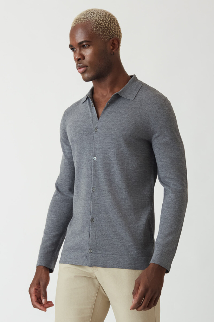 Triko Gri Basic Erkek Gömlek - 4