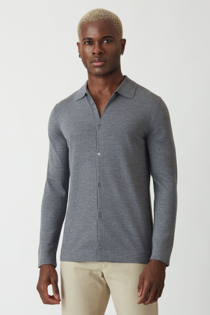 Triko Gri Basic Erkek Gömlek - 5