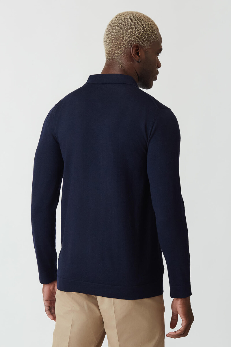 Triko Lacivert Uzun Kollu Erkek Gömlek (1)